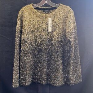NWT Tribekka 44 Black & Gold Metallic Sparkle Sweater Size S